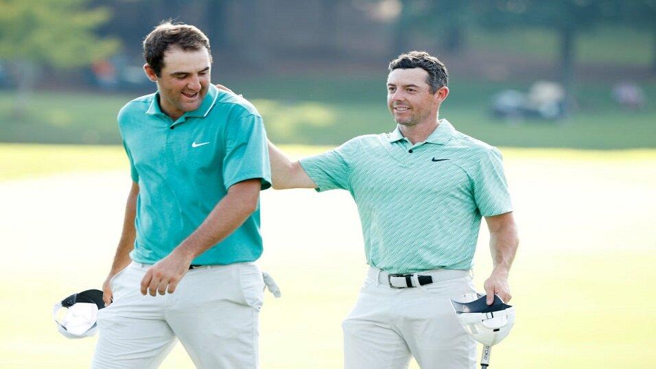 Golfers Scottie Scheffler and Rory McIleoy